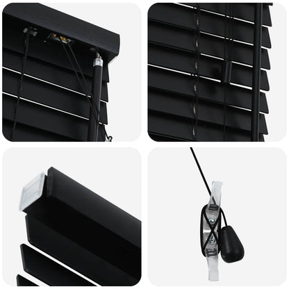 vidaXL Venetian Blind Black 150 x 130 cm 35 mm Solid Paulownia Wood