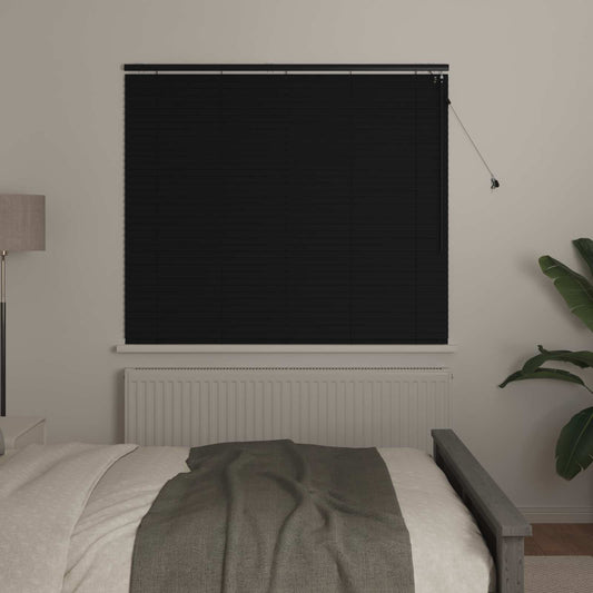 vidaXL Venetian Blind Black 150 x 130 cm 35 mm Solid Paulownia Wood