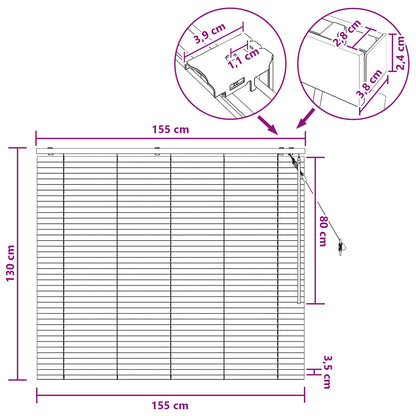 vidaXL Venetian Blind Black 155 x 130 cm 35 mm Solid Paulownia Wood