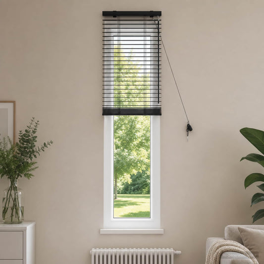 vidaXL Venetian Blind Black 45 x 160 cm 35 mm Solid Paulownia Wood