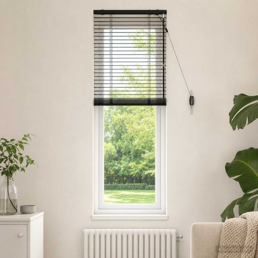 vidaXL Venetian Blind Black 65 x 160 cm 35 mm Solid Paulownia Wood