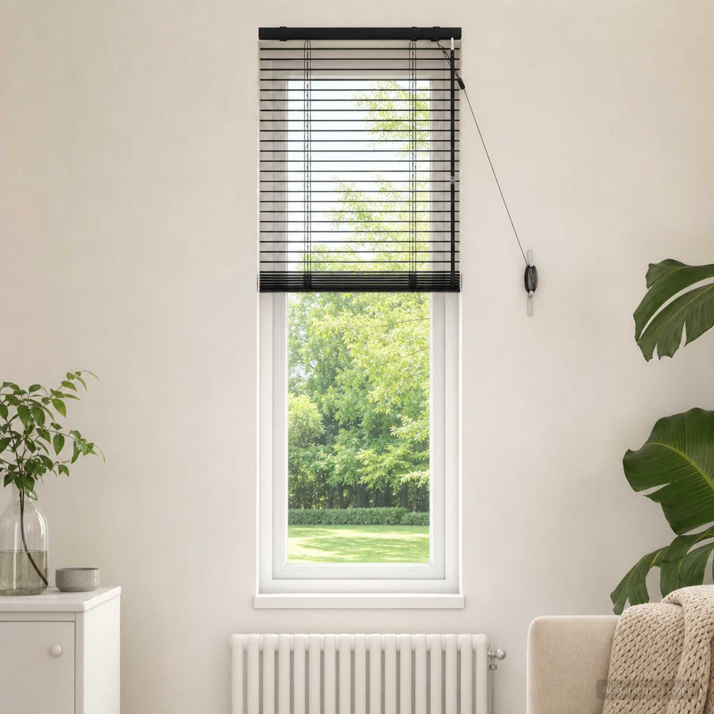 vidaXL Venetian Blind Black 60 x 160 cm 35 mm Solid Paulownia Wood