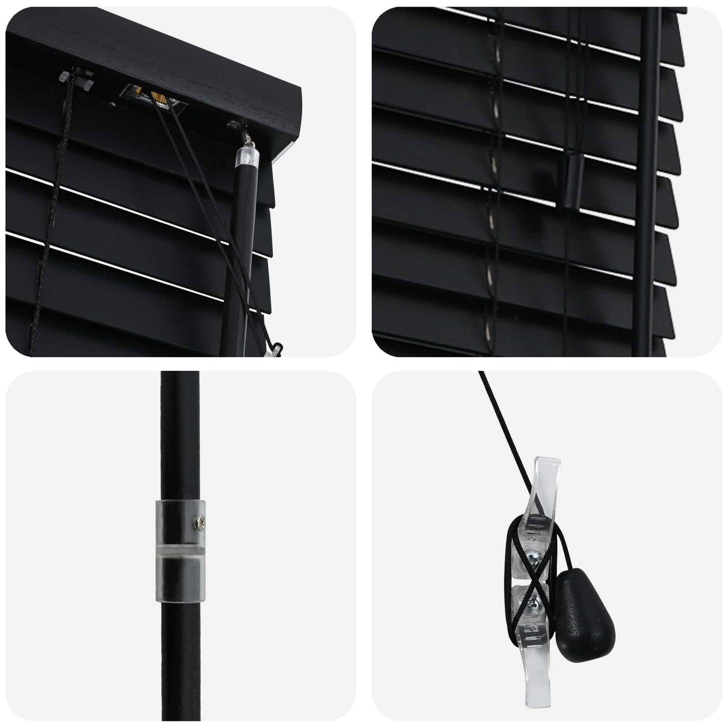 vidaXL Venetian Blind Black 70 x 160 cm 35 mm Solid Paulownia Wood