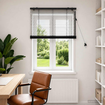 vidaXL Venetian Blind Black 90 x 160 cm 35 mm Solid Paulownia Wood