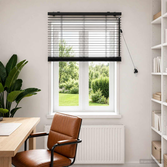 vidaXL Venetian Blind Black 95 x 160 cm 35 mm Solid Paulownia Wood