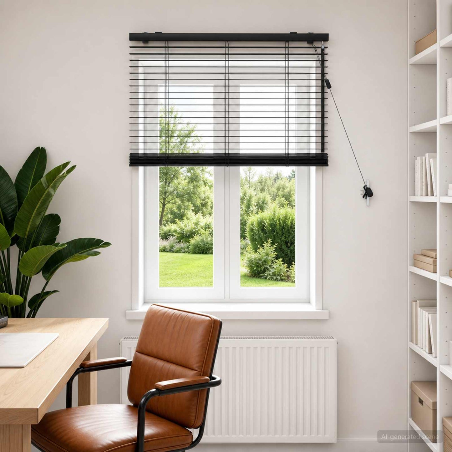 vidaXL Venetian Blind Black 85 x 160 cm 35 mm Solid Paulownia Wood