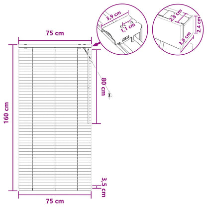 vidaXL Venetian Blind Black 75 x 160 cm 35 mm Solid Paulownia Wood