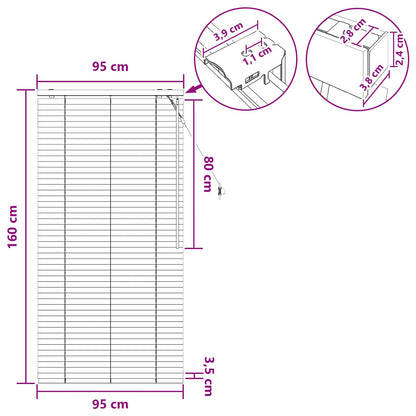 vidaXL Venetian Blind Black 95 x 160 cm 35 mm Solid Paulownia Wood
