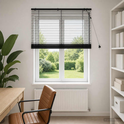vidaXL Venetian Blind Black 120 x 160 cm 35 mm Solid Paulownia Wood