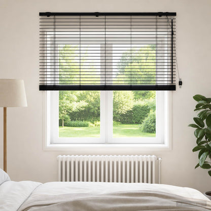 vidaXL Venetian Blind Black 130 x 160 cm 35 mm Solid Paulownia Wood