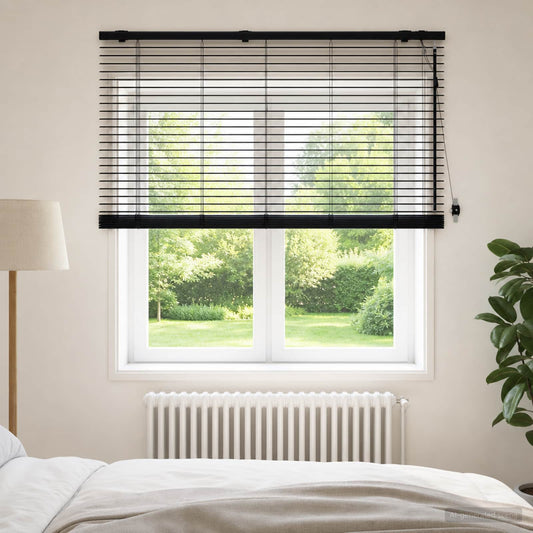 vidaXL Venetian Blind Black 130 x 160 cm 35 mm Solid Paulownia Wood