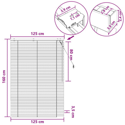 vidaXL Venetian Blind Black 125 x 160 cm 35 mm Solid Paulownia Wood