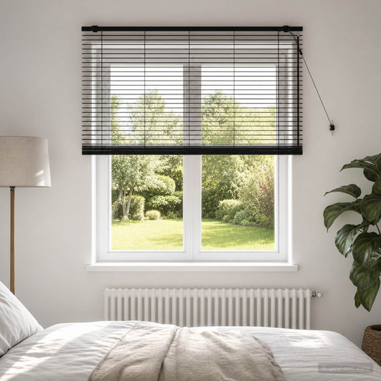 vidaXL Venetian Blind Black 145 x 160 cm 35 mm Solid Paulownia Wood