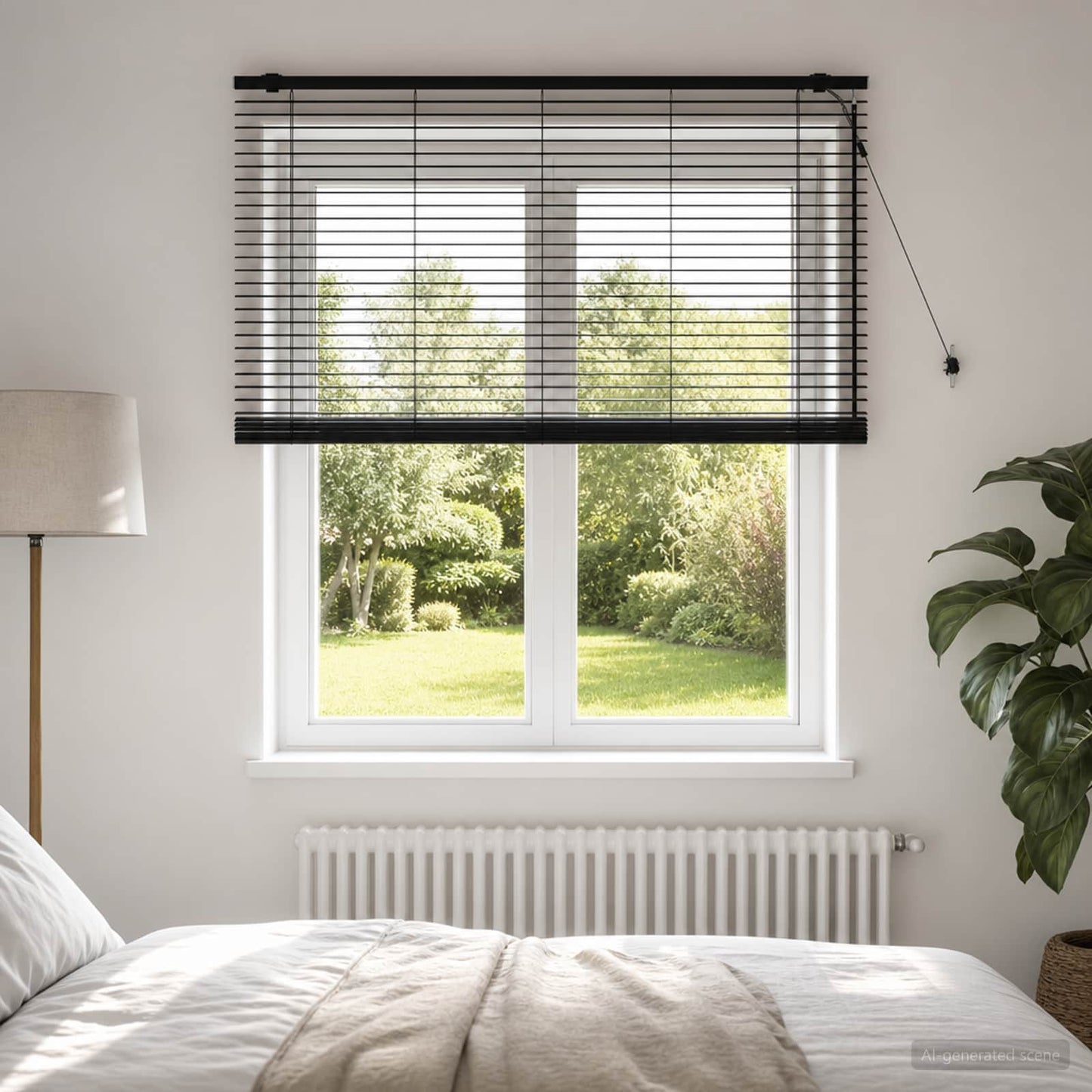 vidaXL Venetian Blind Black 150 x 160 cm 35 mm Solid Paulownia Wood