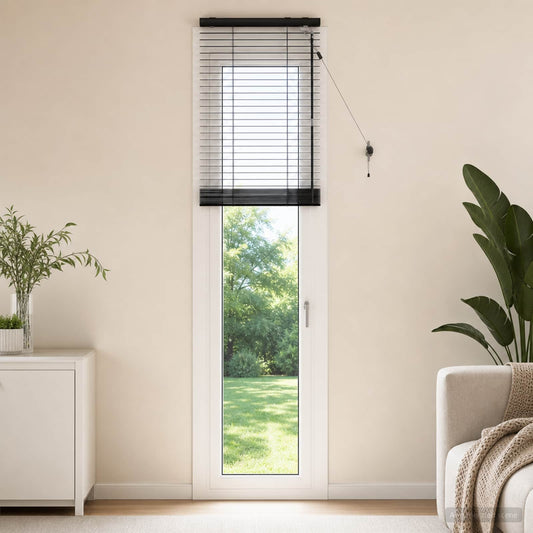 vidaXL Venetian Blind Black 45 x 250 cm 35 mm Solid Paulownia Wood