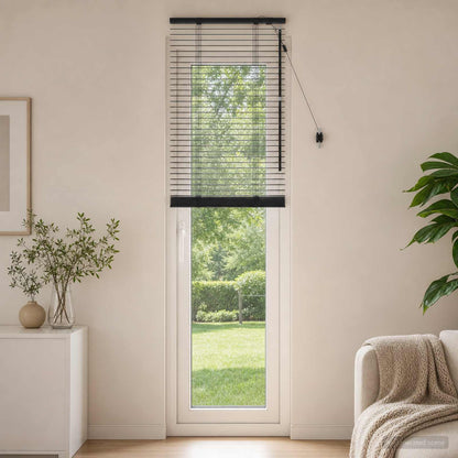 vidaXL Venetian Blind Black 55 x 250 cm 35 mm Solid Paulownia Wood