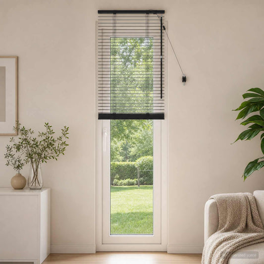 vidaXL Venetian Blind Black 55 x 250 cm 35 mm Solid Paulownia Wood
