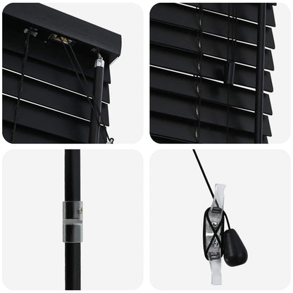 vidaXL Venetian Blind Black 65 x 250 cm 35 mm Solid Paulownia Wood