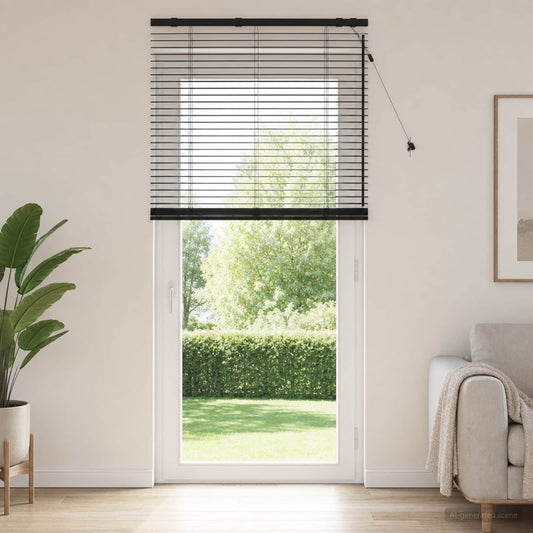 vidaXL Venetian Blind Black 80 x 250 cm 35 mm Solid Paulownia Wood