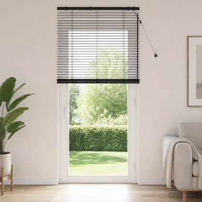 vidaXL Venetian Blind Black 90 x 250 cm 35 mm Solid Paulownia Wood
