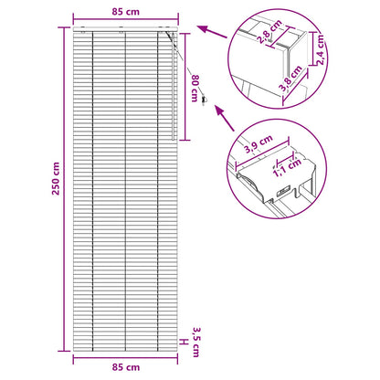 vidaXL Venetian Blind Black 85 x 250 cm 35 mm Solid Paulownia Wood