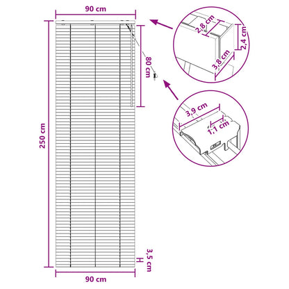 vidaXL Venetian Blind Black 90 x 250 cm 35 mm Solid Paulownia Wood