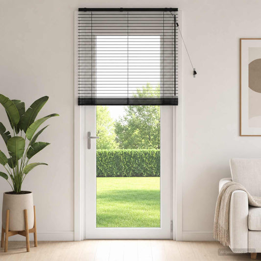 vidaXL Venetian Blind Black 115 x 250 cm 35 mm Solid Paulownia Wood