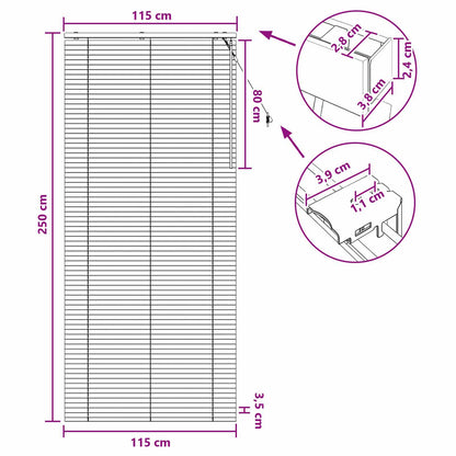 vidaXL Venetian Blind Black 115 x 250 cm 35 mm Solid Paulownia Wood