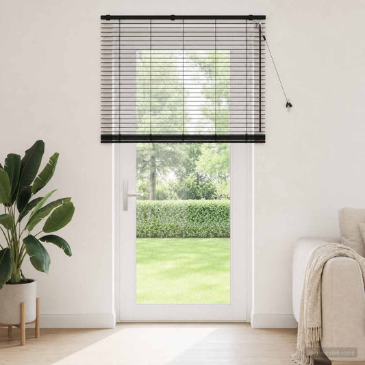 vidaXL Venetian Blind Black 125 x 250 cm 35 mm Solid Paulownia Wood