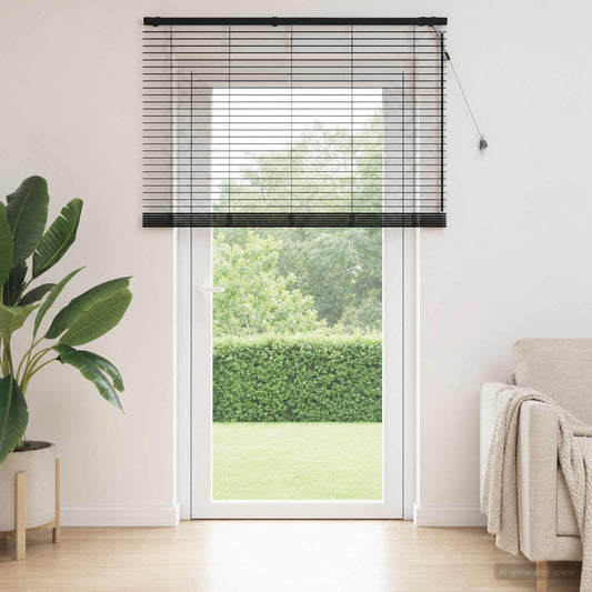 vidaXL Venetian Blind Black 155 x 250 cm 35 mm Solid Paulownia Wood