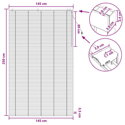vidaXL Venetian Blind Black 145 x 250 cm 35 mm Solid Paulownia Wood