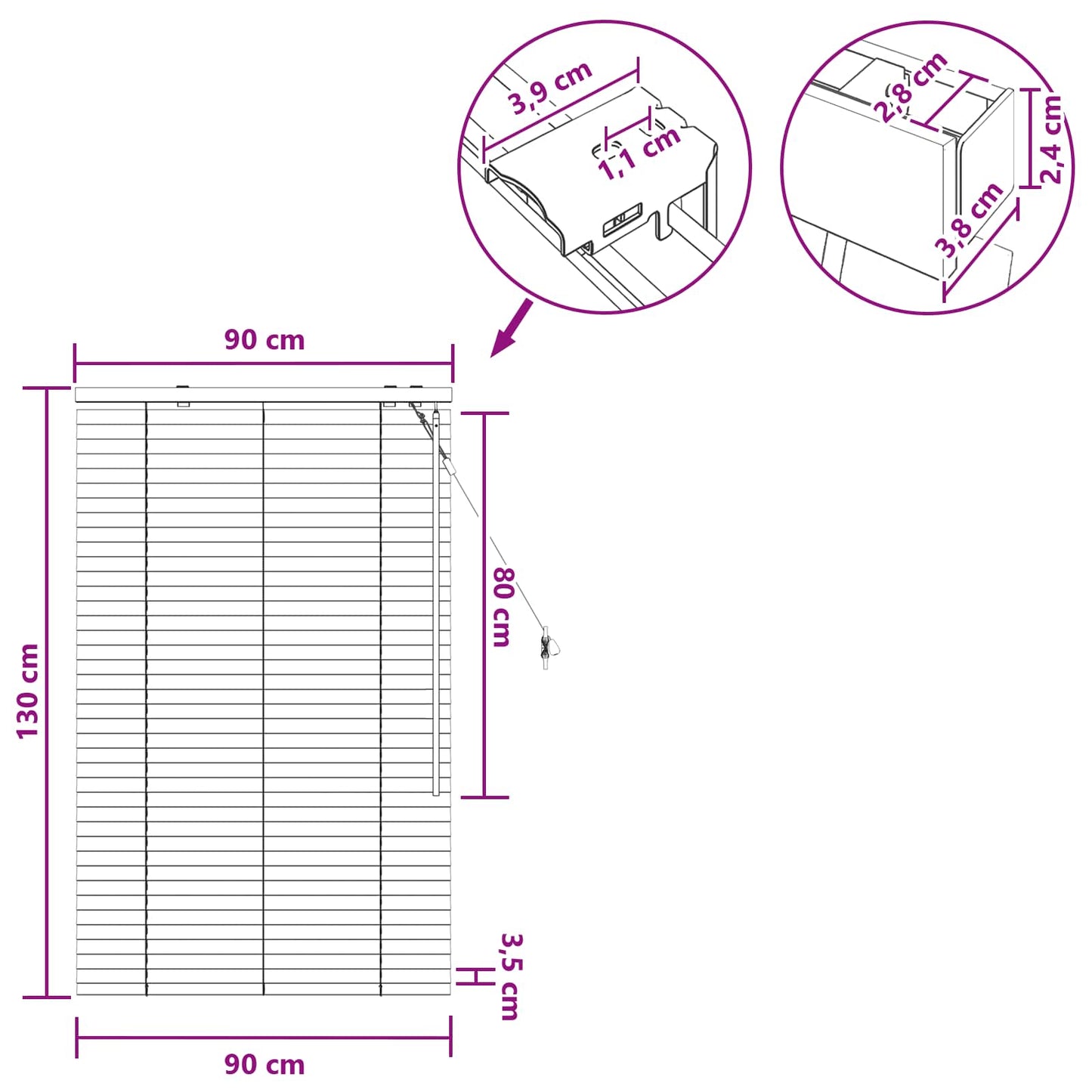 vidaXL Venetian Blind Dark Brown 90 x 130 cm 35 mm