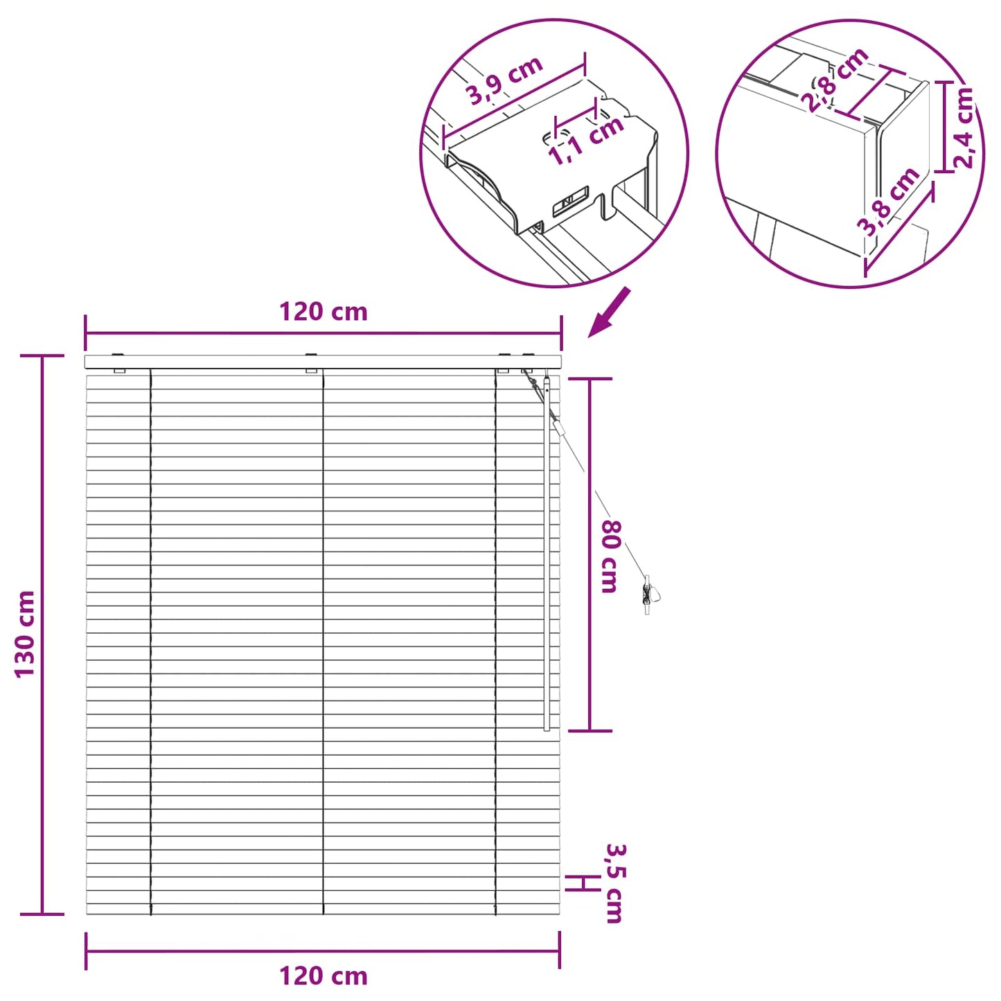 vidaXL Venetian Blind Dark Brown 120 x 130 cm 35 mm