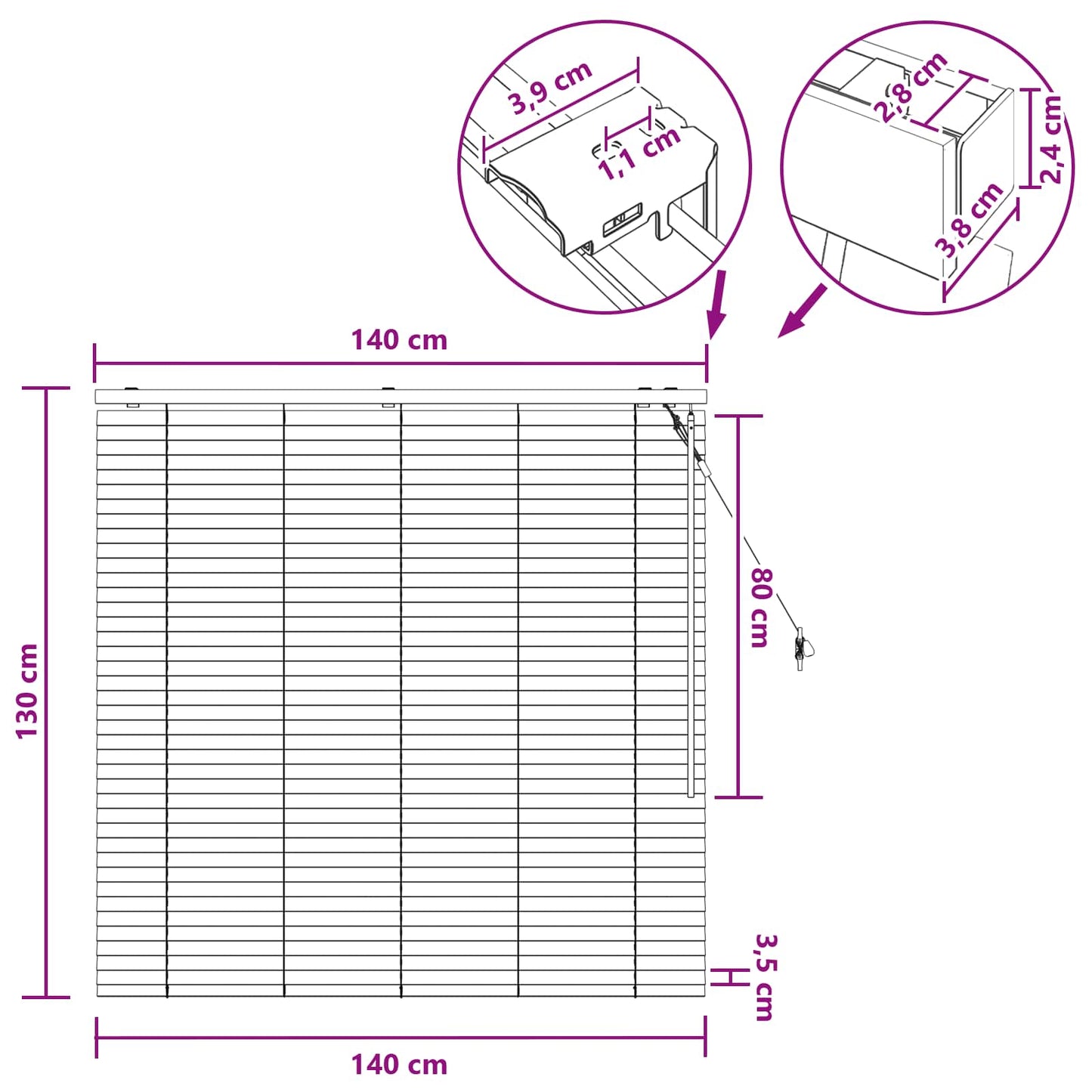 vidaXL Venetian Blind Dark Brown 140 x 130 cm 35 mm