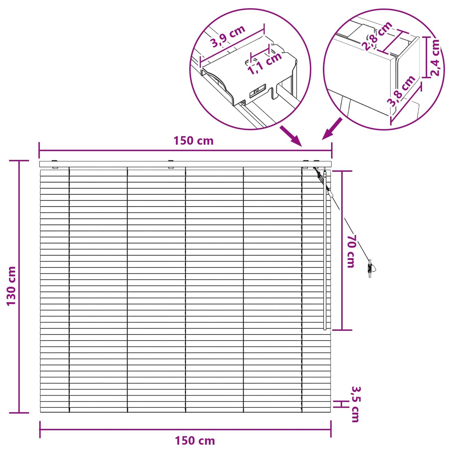 vidaXL Venetian Blind Dark Brown 150 x 130 cm 35 mm