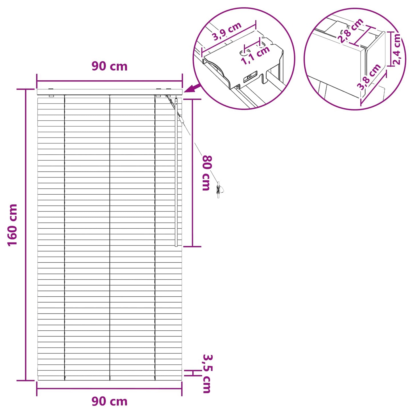 vidaXL Venetian Blind Dark Brown 90 x 160 cm 35 mm