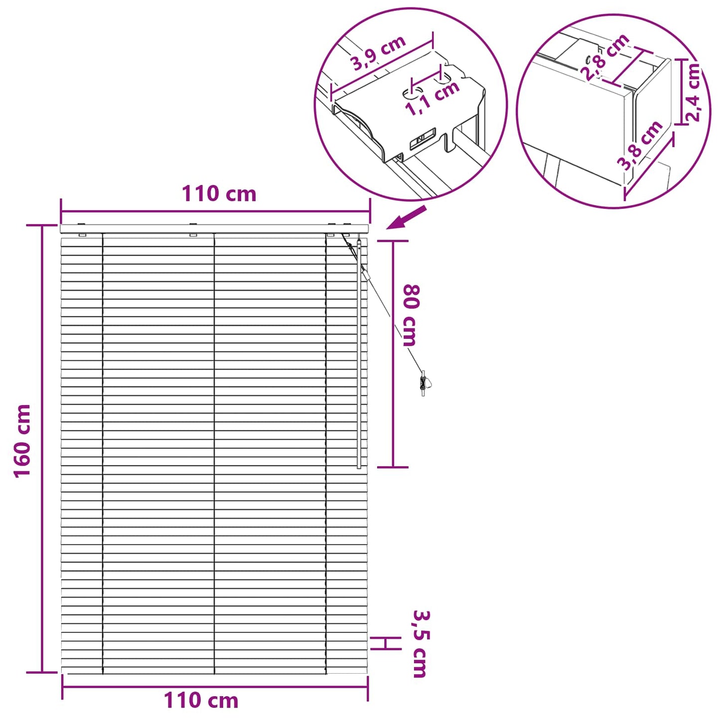 vidaXL Venetian Blind Dark Brown 110 x 160 cm 35 mm