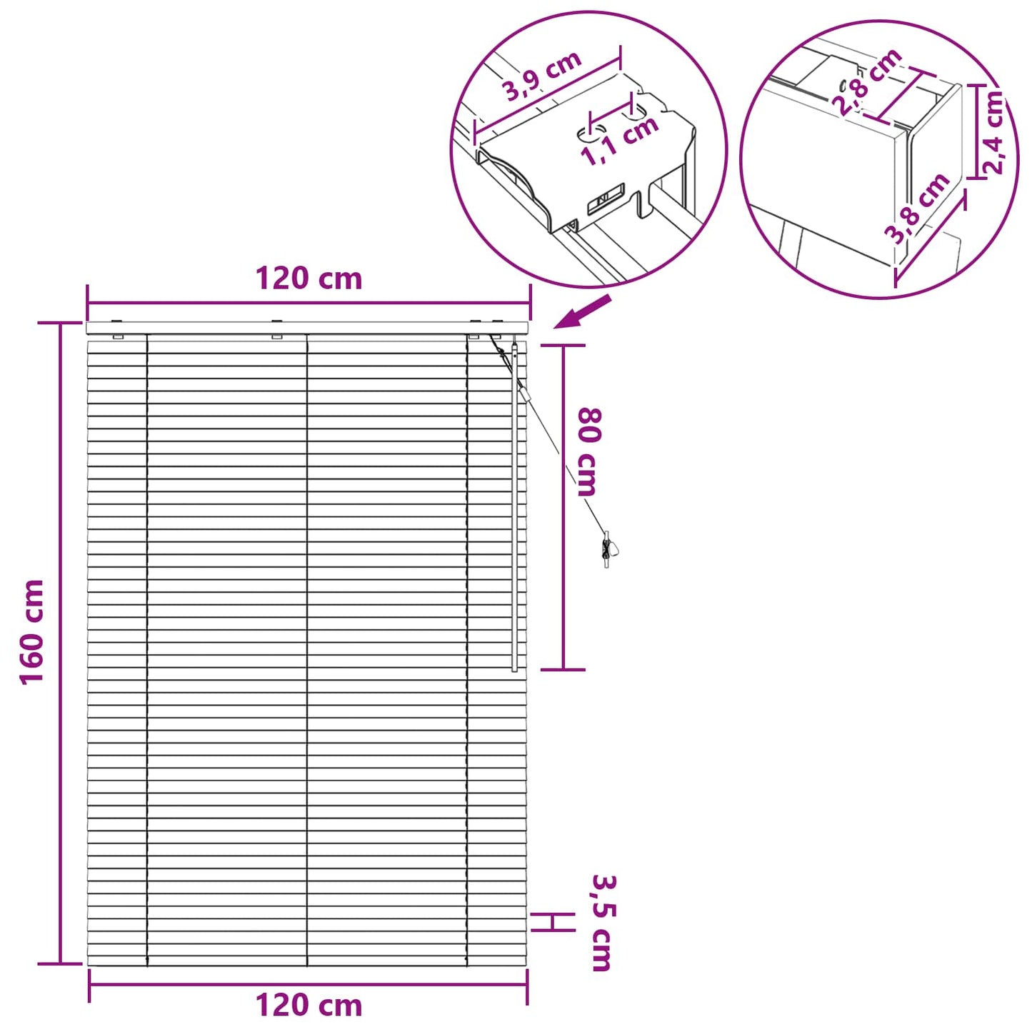 vidaXL Venetian Blind Dark Brown 120 x 160 cm 35 mm