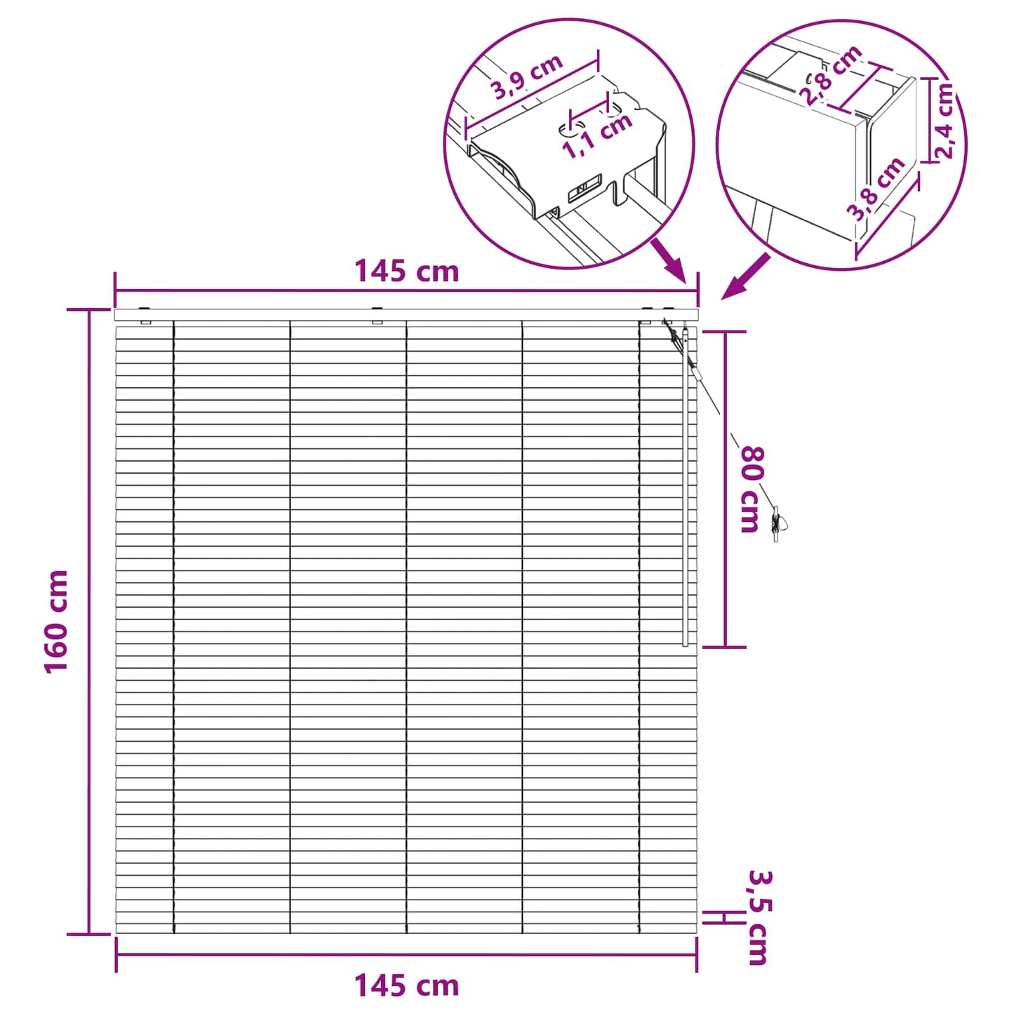 vidaXL Venetian Blind Dark Brown 145 x 160 cm 35 mm