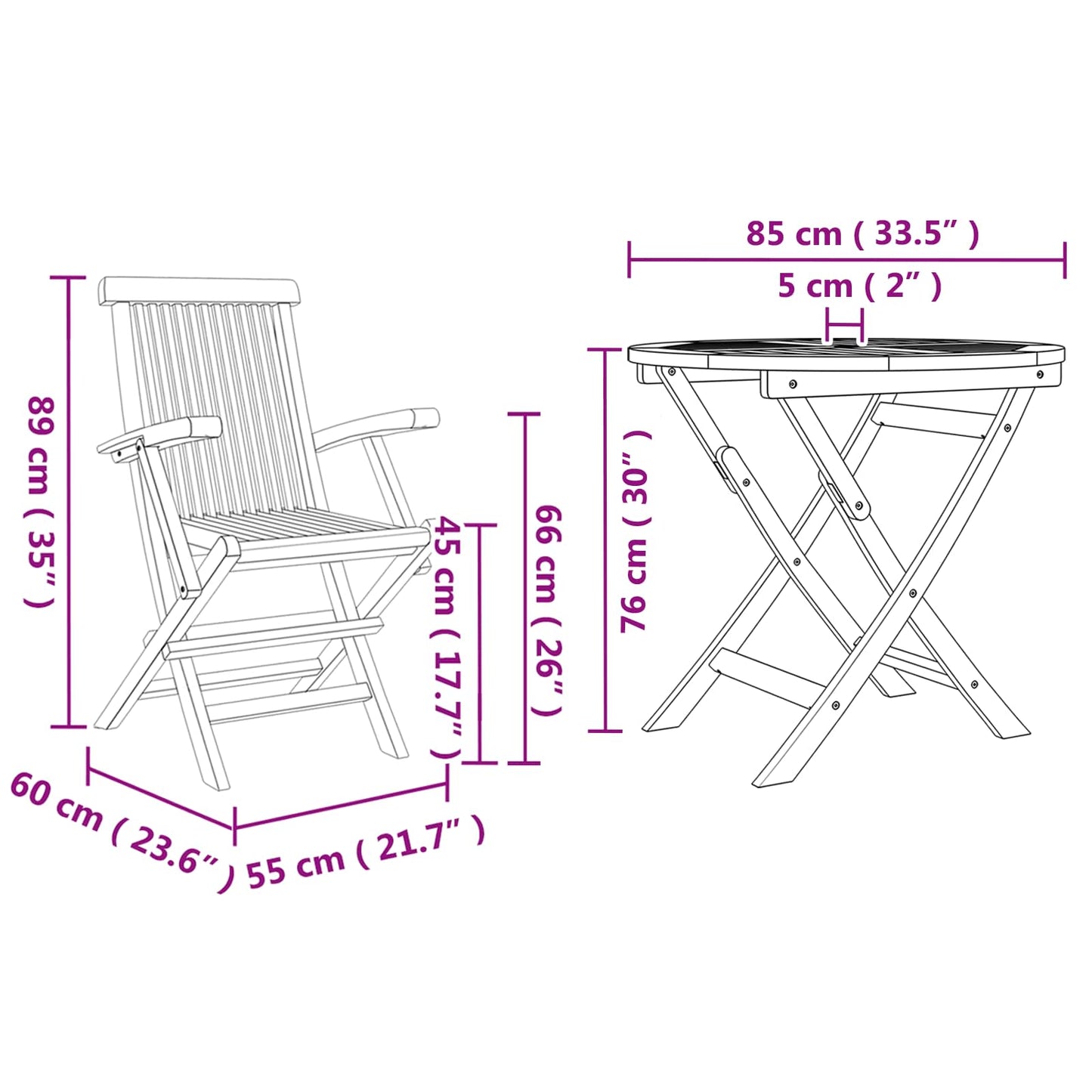 vidaXL Garden Dining Set 3 pcs Brown Solid Acacia Wood