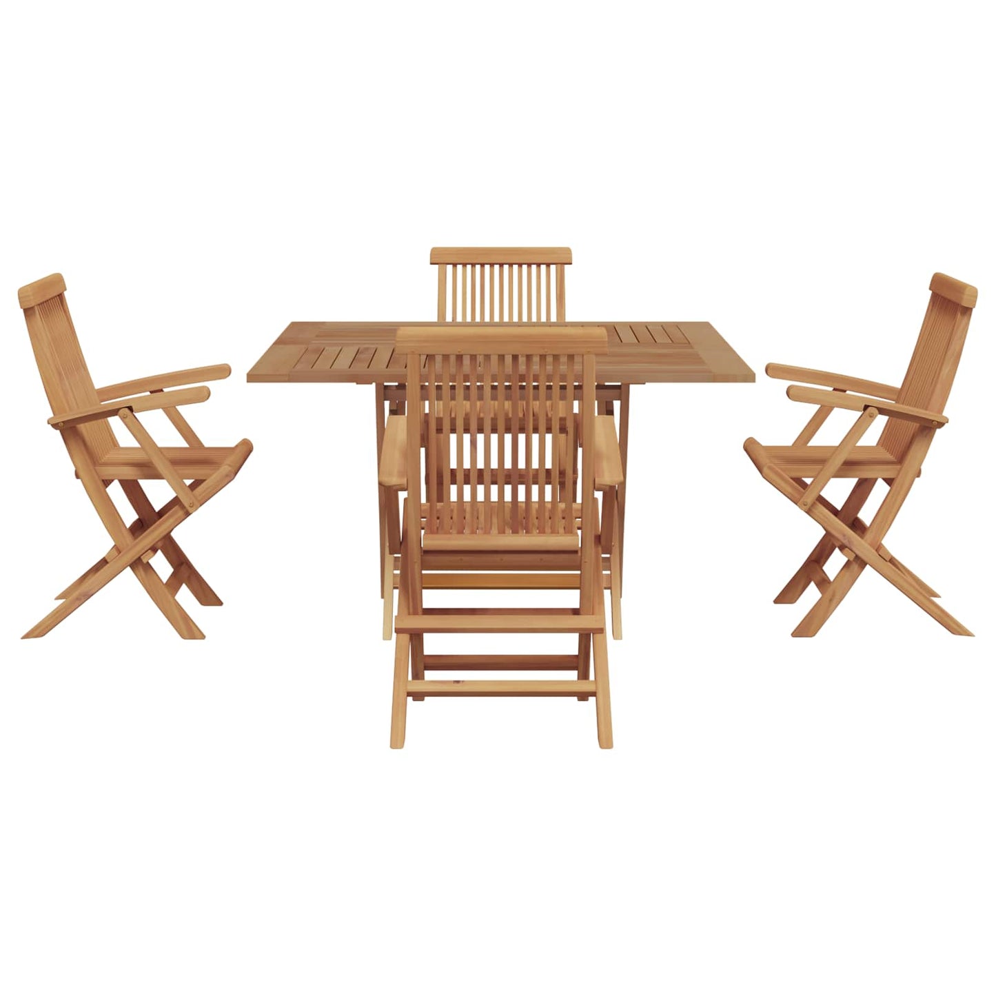 vidaXL Garden Dining Set Folding Brown Soild Teak Wood