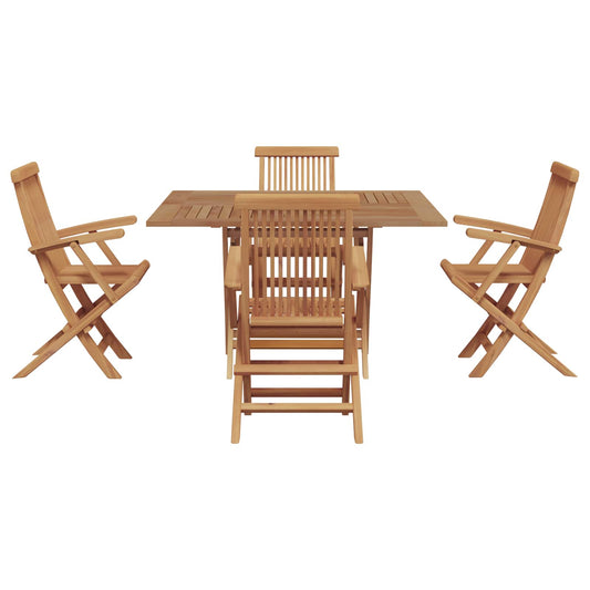 vidaXL Garden Dining Set Folding Brown Soild Teak Wood