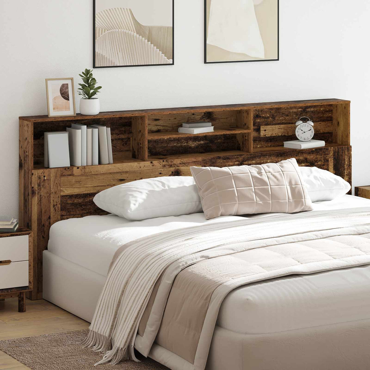 vidaXL Headboard Cabinet Old Wood Engineered Wood