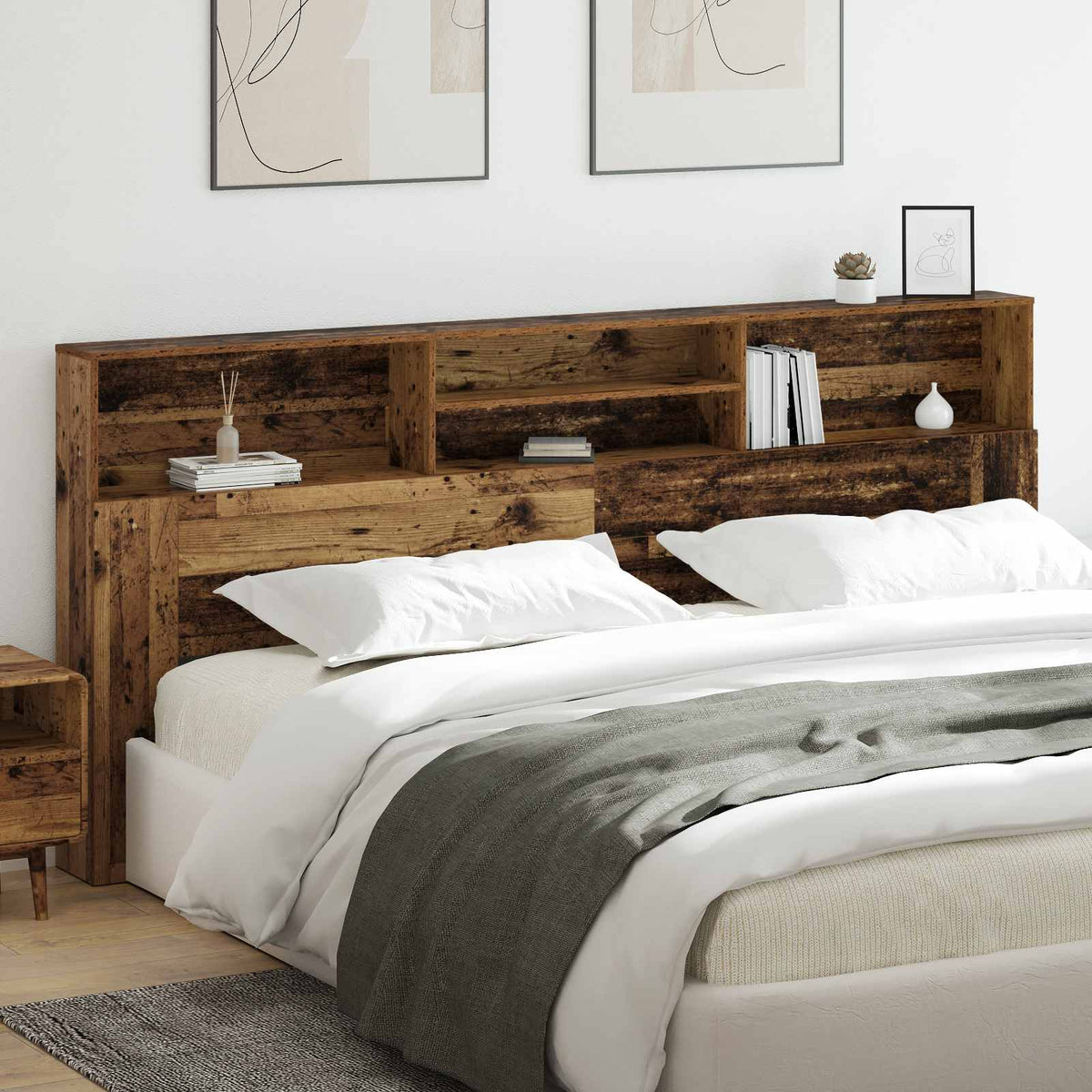 vidaXL Headboard Cabinet Old Wood Engineered Wood