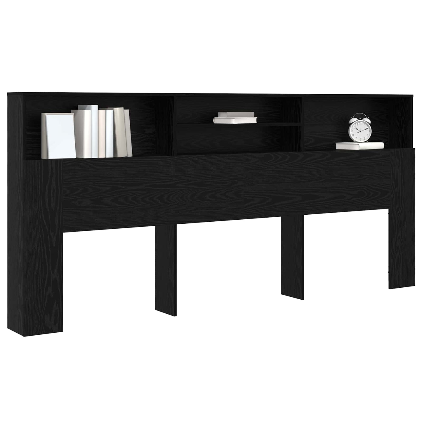 vidaXL Headboard Cabinet Black Oak 220 x 19 x 101.5 cm Engineered Wood