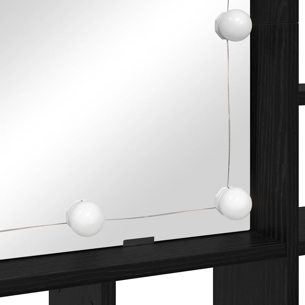 vidaXL Mirror Cabinet Black Oak 91 x 15 x 76.5 cm Engineered Wood