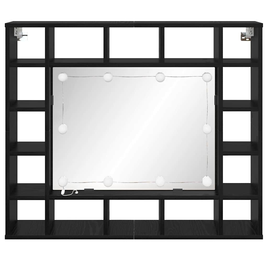 vidaXL Mirror Cabinet Black Oak 91 x 15 x 76.5 cm Engineered Wood