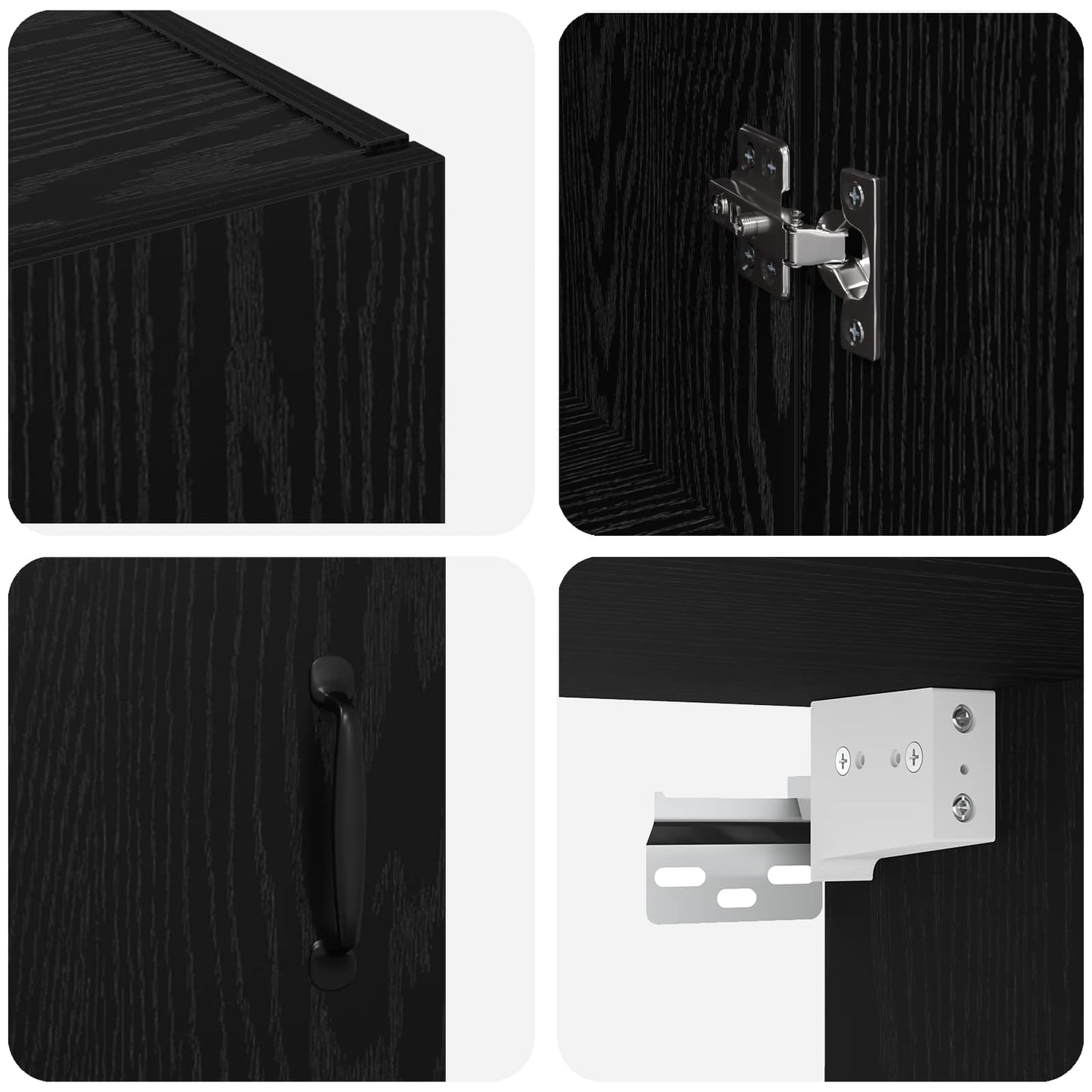 vidaXL Wall Cabinet Black Oak 69.5 x 34 x 90 cm Engineered Wood