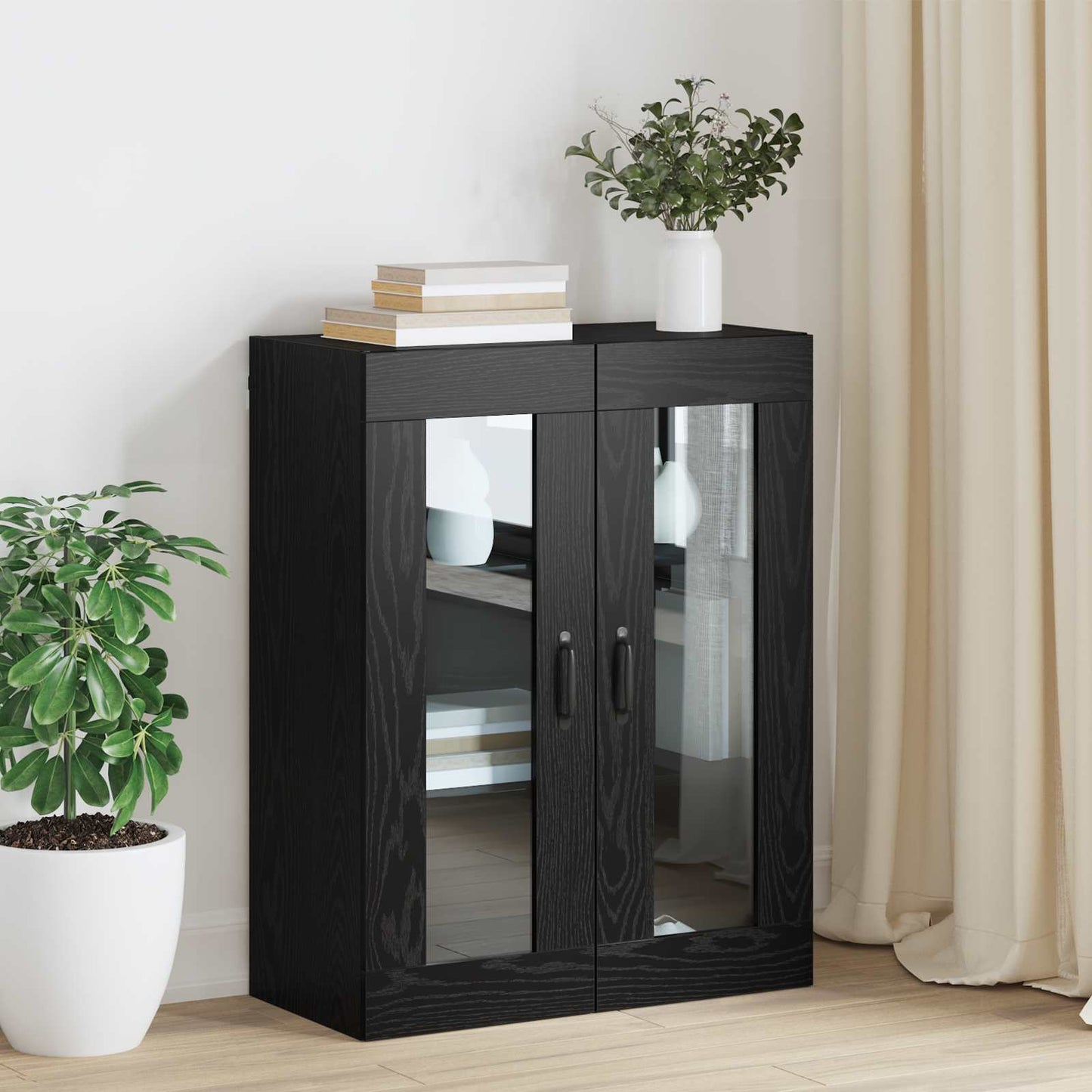 vidaXL Storage Cabinet Wall-mounted Black Oak 69.5 x 34 x 90 cm
