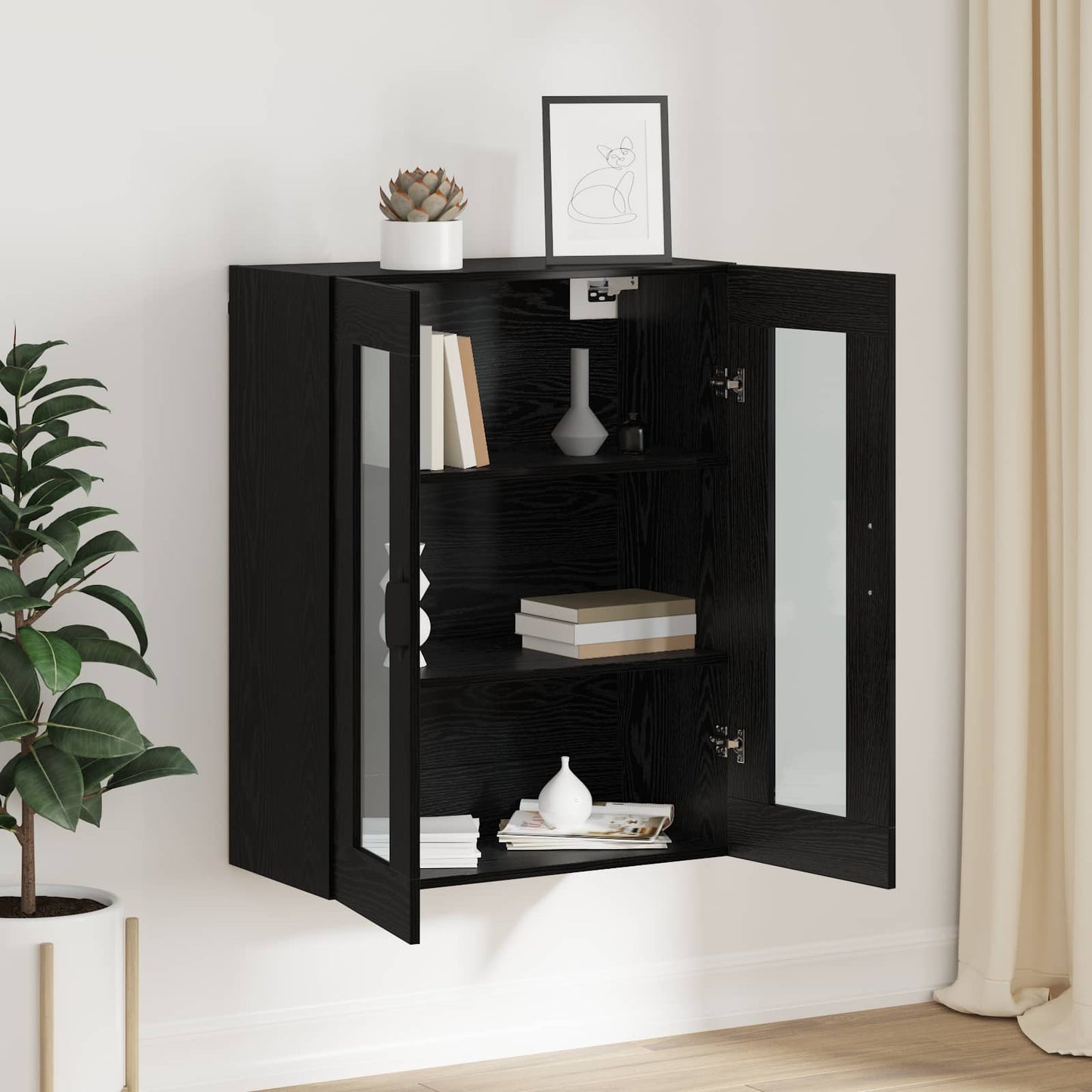 vidaXL Storage Cabinet Wall-mounted Black Oak 69.5 x 34 x 90 cm